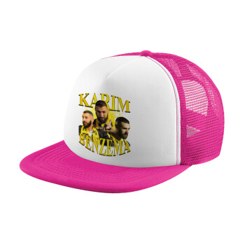 Karim Benzema, Καπέλο Ενηλίκων Soft Trucker με Δίχτυ Pink/White (POLYESTER, ΕΝΗΛΙΚΩΝ, UNISEX, ONE SIZE)