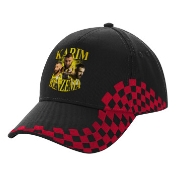 Karim Benzema, Adult Cap RACING Ultimate Black/Red, (100% COTTON DRILL, ADULT, UNISEX, ONE SIZE)