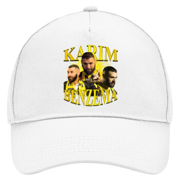 Karim Benzema, Καπέλο Ενηλίκων Baseball, Drill, Λευκό (100% ΒΑΜΒΑΚΕΡΟ, ΕΝΗΛΙΚΩΝ, UNISEX, ONE SIZE)