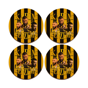 Karim Benzema, ΣΕΤ x4 Σουβέρ ξύλινα στρογγυλά plywood (9cm)