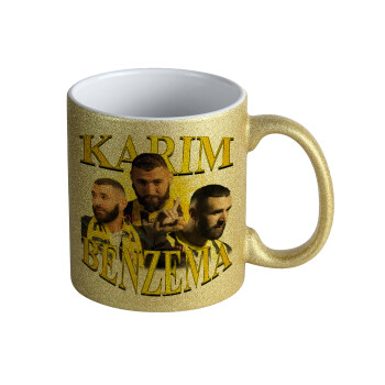Karim Benzema, Κούπα Χρυσή Glitter που γυαλίζει, κεραμική, 330ml