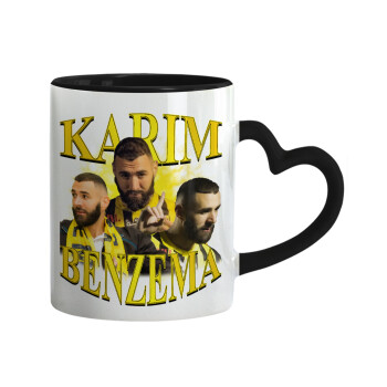 Karim Benzema, Mug heart black handle, ceramic, 330ml