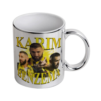 Karim Benzema, Mug ceramic, silver mirror, 330ml