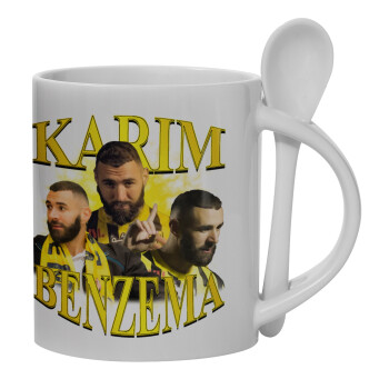 Karim Benzema, Ceramic coffee mug with Spoon, 330ml (1pcs)