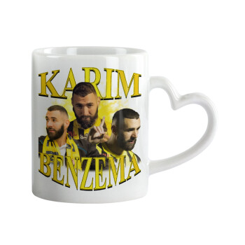 Karim Benzema, Mug heart handle, ceramic, 330ml