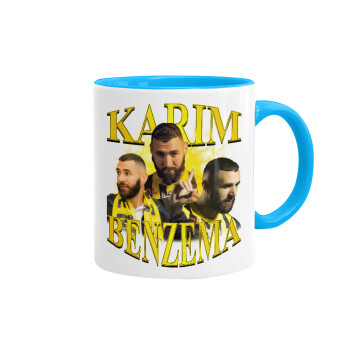 Karim Benzema, Mug colored light blue, ceramic, 330ml