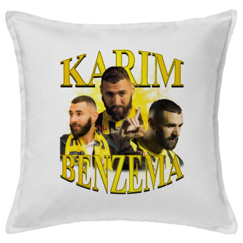 Karim Benzema, Μαξιλάρι καναπέ ΛΕΥΚΟ 100% βαμβάκι, περιέχεται το γέμισμα (50x50cm)
