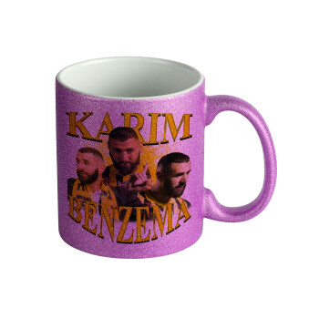 Karim Benzema, Κούπα Μωβ Glitter που γυαλίζει, κεραμική, 330ml