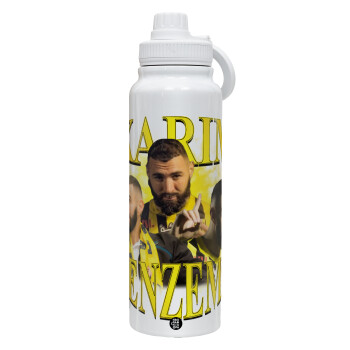 Karim Benzema, 1L Stainless Steel Thermal Bottle with Phone Holder & Double Wall Insulation