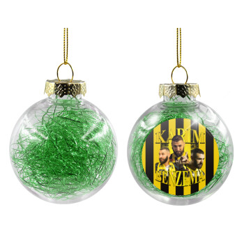 Karim Benzema, Χριστουγεννιάτικη μπάλα δένδρου διάφανη με πράσινο γέμισμα 8cm