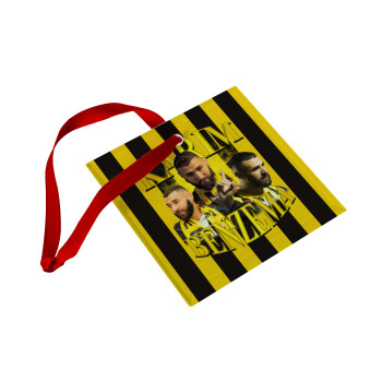 Karim Benzema, Christmas ornament, glass square ornament 9x9cm