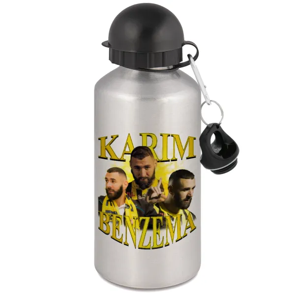 Karim Benzema — Μεταλλικό παγούρι νερού, Ασημένιο, αλουμινίου 500ml