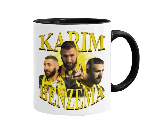 Karim Benzema — Κούπα χρωματιστή μαύρη, κεραμική, 330ml