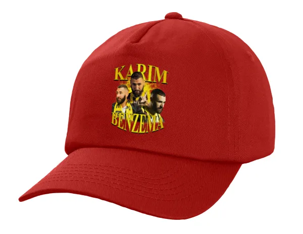 Karim Benzema — Πεντάφυλλο Καπέλο Ενηλίκων Baseball, 100% Βαμβακερό,  Κόκκινο (ΒΑΜΒΑΚΕΡΟ, ΕΝΗΛΙΚΩΝ, UNISEX, ONE SIZE)