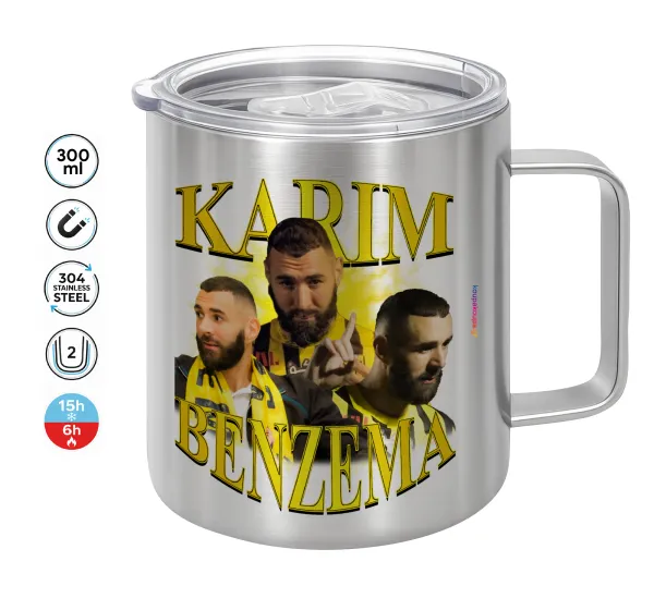 Karim Benzema — Double-walled stainless steel mug 300ml with temperature-retaining lid