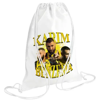 Karim Benzema, Τσάντα πλάτης πουγκί GYMBAG λευκή (28x40cm)