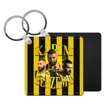 Karim Benzema, Μπρελόκ Δερματίνη, τετράγωνο ΜΑΥΡΟ (5x5cm)