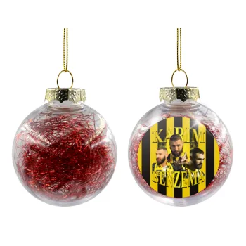 Karim Benzema, Transparent Christmas tree ball ornament with red filling 8cm