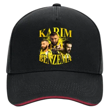 Karim Benzema, DRILL Adult Ultimate Hat BLACK/RED, (100% COTTON, ADULT, UNISEX, ONE SIZE)
