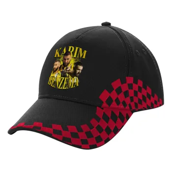 Karim Benzema, Adult Cap RACING Ultimate Black/Red, (100% COTTON DRILL, ADULT, UNISEX, ONE SIZE)