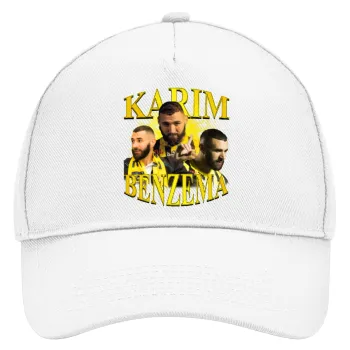 Karim Benzema, Καπέλο Ενηλίκων Baseball, Drill, Λευκό (100% ΒΑΜΒΑΚΕΡΟ, ΕΝΗΛΙΚΩΝ, UNISEX, ONE SIZE)