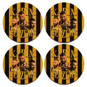 Karim Benzema, ΣΕΤ x4 Σουβέρ ξύλινα στρογγυλά plywood (9cm)