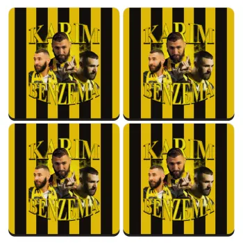 Karim Benzema, ΣΕΤ 4 Σουβέρ ξύλινα τετράγωνα (9cm)