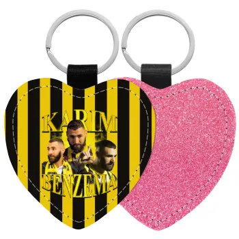 Karim Benzema, Μπρελόκ PU δερμάτινο glitter καρδιά ΡΟΖ