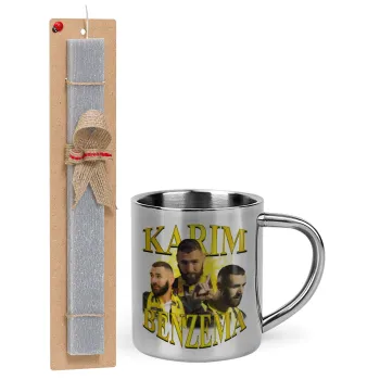 Karim Benzema, Πασχαλινή Λαμπάδα με μεταλλική κούπα θερμό (300ml) & κερί αρωματικό πλακέ (30cm) (ΓΚΡΙ)