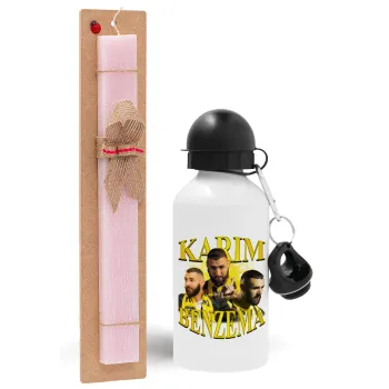 Karim Benzema, Πασχαλινή Λαμπάδα με παγούρι μεταλλικό αλουμινίου (500ml) & κερί αρωματικό πλακέ (30cm) (ΡΟΖ)