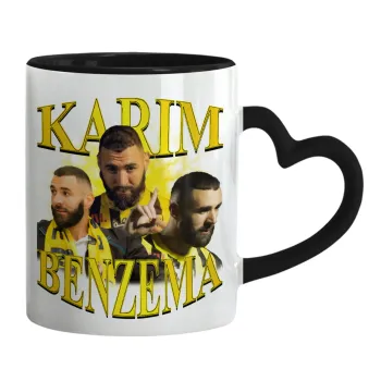 Karim Benzema, Κούπα καρδιά χερούλι μαύρη, κεραμική, 330ml
