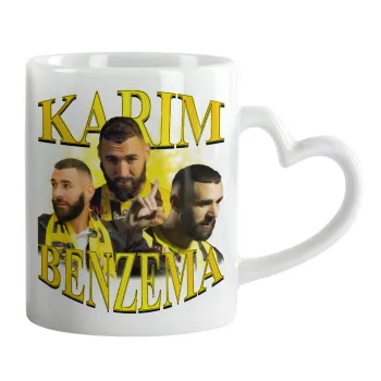Karim Benzema, Mug heart handle, ceramic, 330ml
