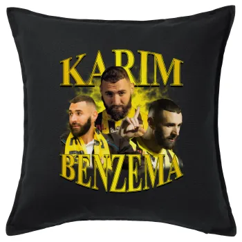 Karim Benzema, Sofa cushion black 50x50cm includes filling