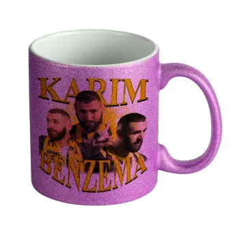 Karim Benzema, Κούπα Μωβ Glitter που γυαλίζει, κεραμική, 330ml