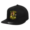 Children's Flat Snapback Hat, Black (100% COTTON, CHILD, UNISEX, ONE SIZE)