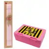 Easter Set, children's snack container PINK & scented flat Easter candle (30cm) (PINK)
