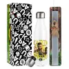 Easter candle, metallic white thermos bottle (500ml) & aromatic flat candle (30cm) (GRAY)