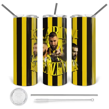 Karim Benzema, Tumbler stainless steel 600ml, with metal straw & cleaning brush