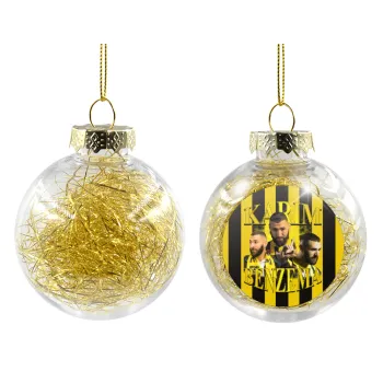 Karim Benzema, Transparent Christmas tree ball ornament with gold filling 8cm