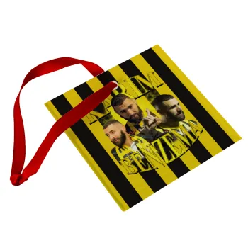 Karim Benzema, Christmas ornament, glass square ornament 9x9cm