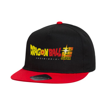 DragonBallZ, Children's Flat Snapback Hat, Black/Red (100% COTTON, CHILDREN'S, UNISEX, ONE SIZE)