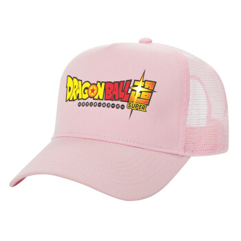 DragonBallZ, Adult Structured Trucker Hat, with Mesh, PINK (100% COTTON, ADULT, UNISEX, ONE SIZE)