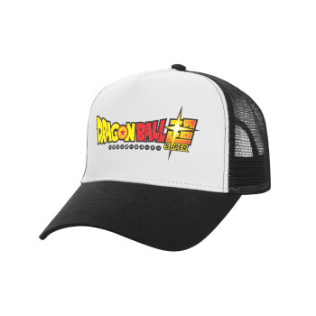 DragonBallZ, Adult Structured Trucker Hat, with Mesh, WHITE/BLACK (100% COTTON, ADULT, UNISEX, ONE SIZE)