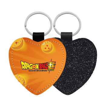 DragonBallZ, Μπρελόκ PU δερμάτινο glitter καρδιά ΜΑΥΡΟ