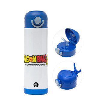 DragonBallZ, Children's hot water bottle, stainless steel, with safety straw, BLUE (500ml)