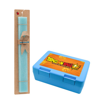 DragonBallZ, Easter Set, children's snack container BLUE & Easter aromatic flat candle (30cm) (TURQUOISE)