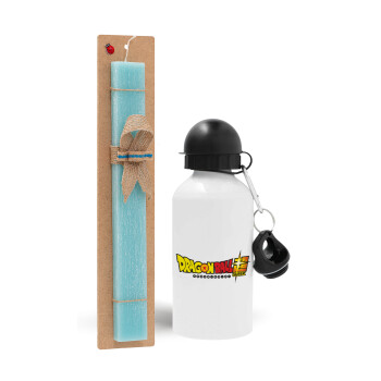 DragonBallZ, Easter Set, metallic aluminum water bottle (500ml) & scented flat candle (30cm) (TURQUOISE)