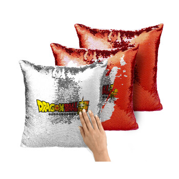 DragonBallZ, Μαξιλάρι καναπέ Μαγικό Κόκκινο με πούλιες 40x40cm περιέχεται το γέμισμα