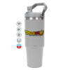 ΓΚΡΙ χρώματος Θερμός Ανοξείδωτο 890ml (30oz) με χερούλι