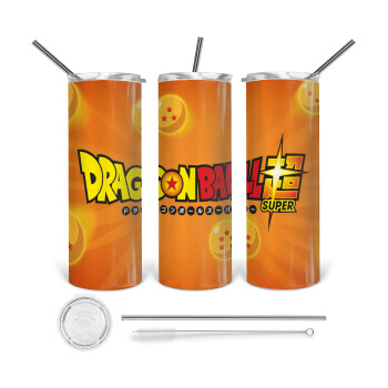 DragonBallZ, 360 Eco friendly stainless steel tumbler 600ml, with metal straw & cleaning brush